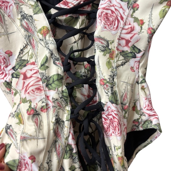 Ta3 Floral One Piece Swimsuit Corset push up sexy Brazilian Size XL - Picture 5 of 14